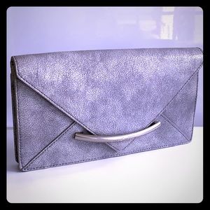 Zac Posen Gray / Silver Leather Clutch
